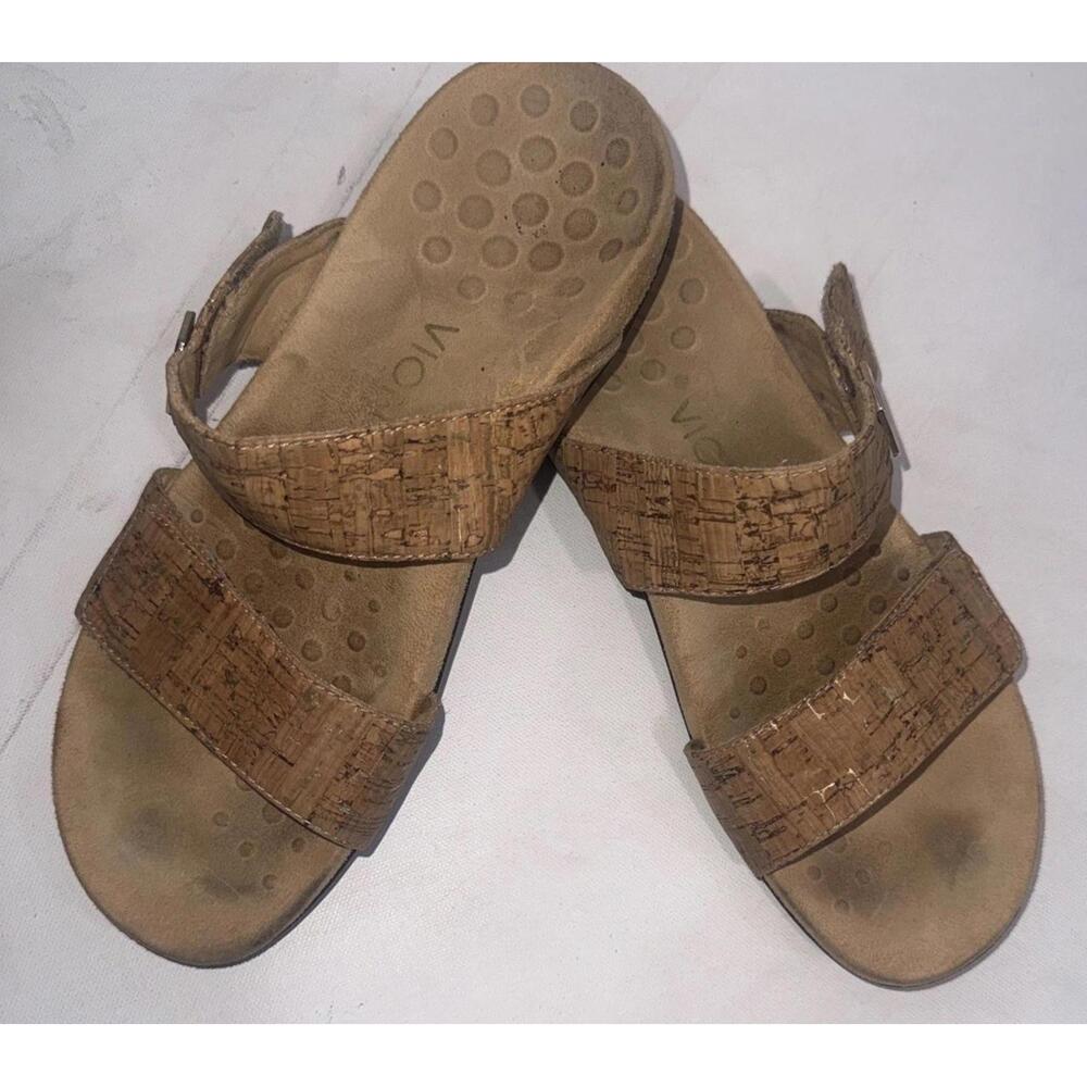 Vionic Cork Camilla Comfort Adjustable Orthotic Sandals Preppy Designer Slides 8